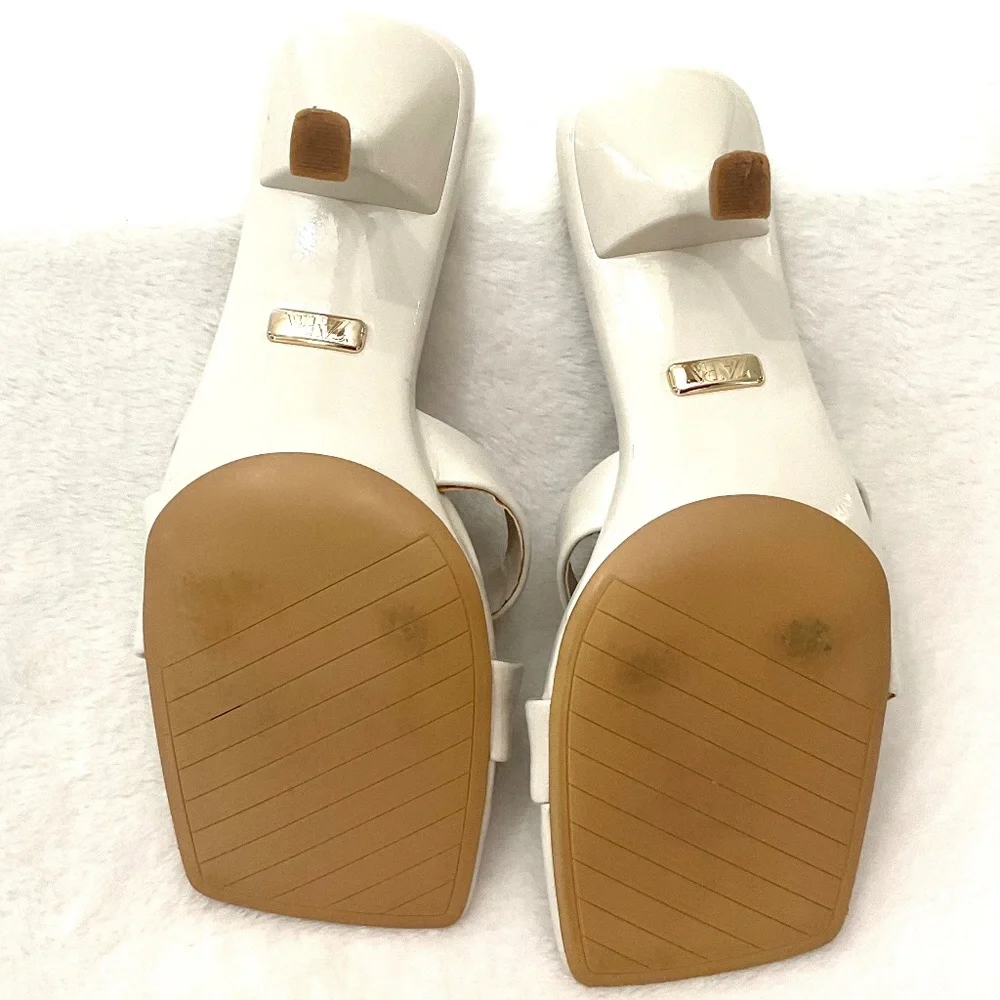 Zara White Open Toe Square Padded Dressy High Heel Sandals Size US7/EU37